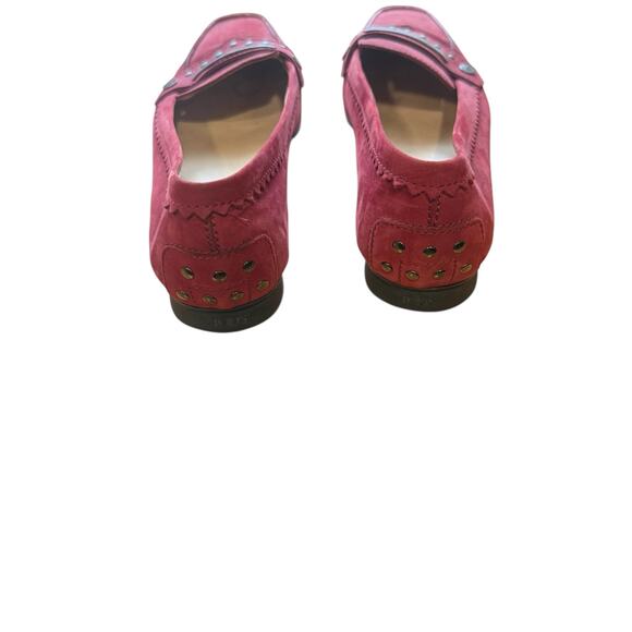 Tod Tod’s Red Suede Studded Heel Accent Flats - 39.5